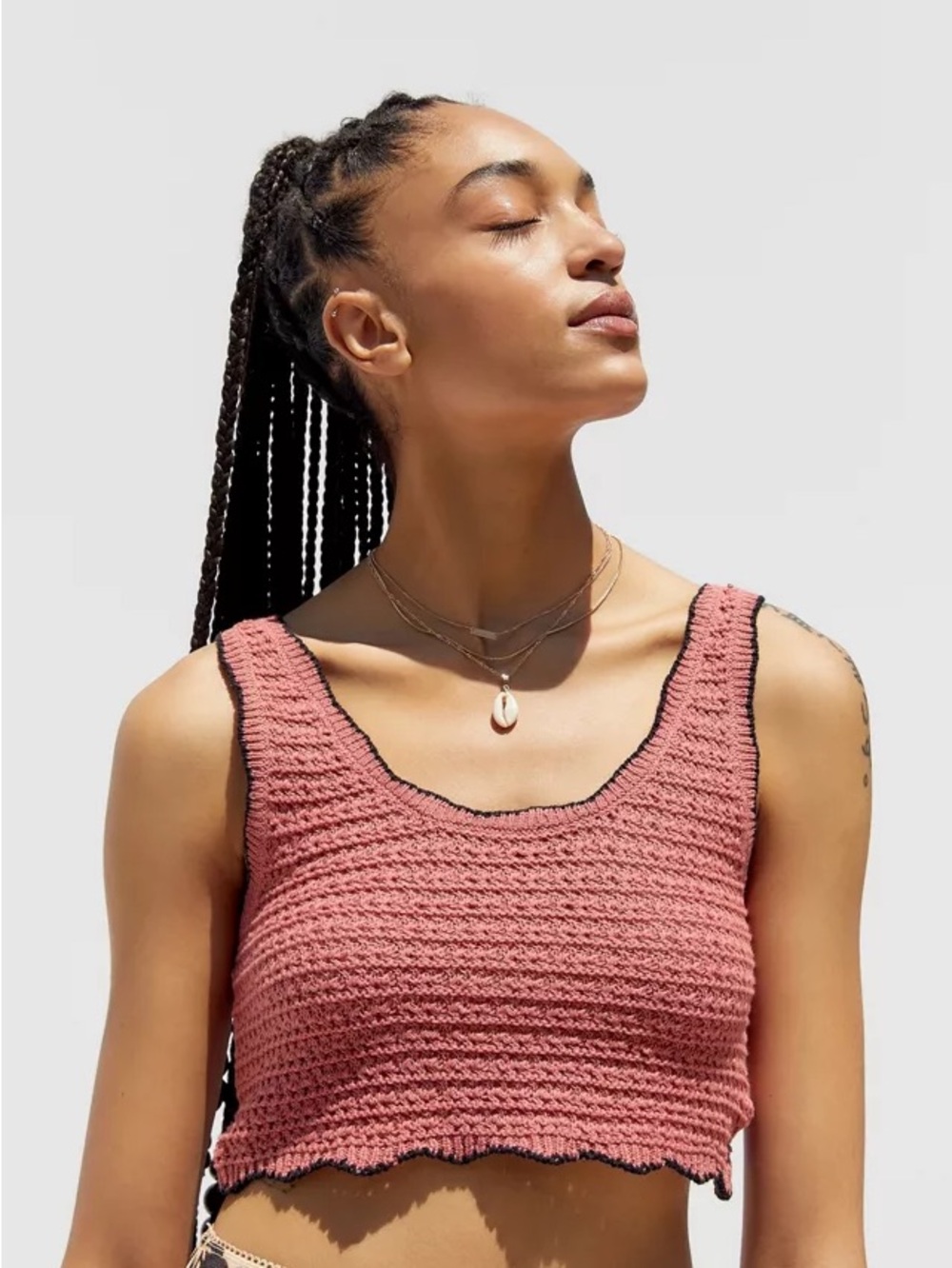 Urban Outfitters Serendipity Crochet Tie-Back Tank Top in Rose